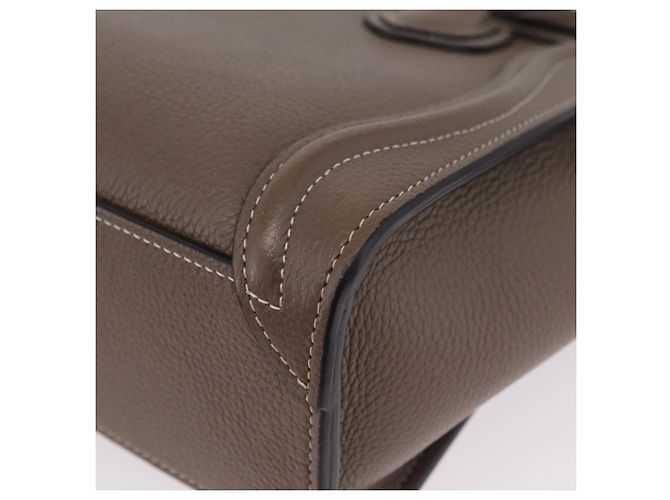 Céline Borsa a mano CELINE Luggage Nano Shopper in pelle 2way Beige Silver Auth BA15791V Argento - vista 19