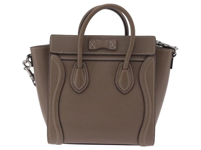 Céline Borsa a mano CELINE Luggage Nano Shopper in pelle 2way Beige Silver Auth BA15791V Argento - vista 2