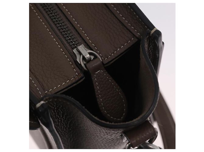 Céline Borsa a mano CELINE Luggage Nano Shopper in pelle 2way Beige Silver Auth BA15791V Argento - vista 21