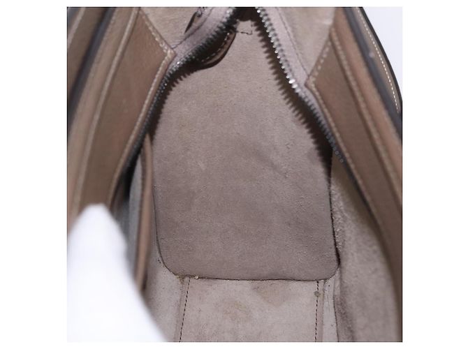 Céline Borsa a mano CELINE Luggage Nano Shopper in pelle 2way Beige Silver Auth BA15791V Argento - vista 23
