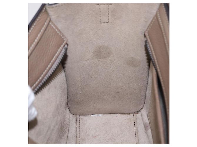 Céline Borsa a mano CELINE Luggage Nano Shopper in pelle 2way Beige Silver Auth BA15791V Argento - vista 24