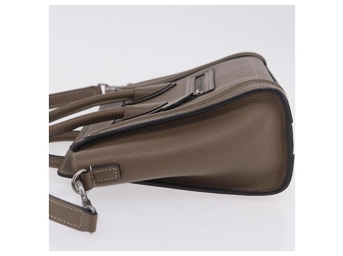 Céline Borsa a mano CELINE Luggage Nano Shopper in pelle 2way Beige Silver Auth BA15791V Argento - vista 4
