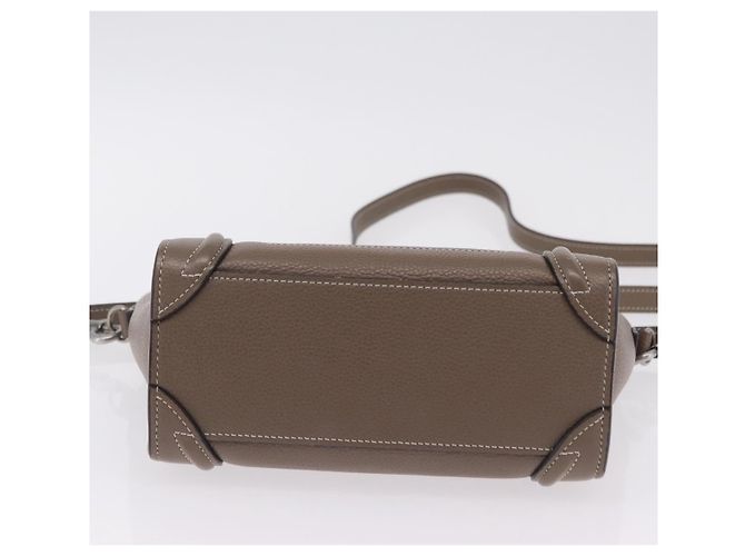 Céline Borsa a mano CELINE Luggage Nano Shopper in pelle 2way Beige Silver Auth BA15791V Argento - vista 5