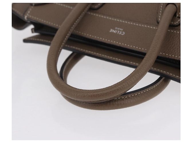 Céline Borsa a mano CELINE Luggage Nano Shopper in pelle 2way Beige Silver Auth BA15791V Argento - vista 7