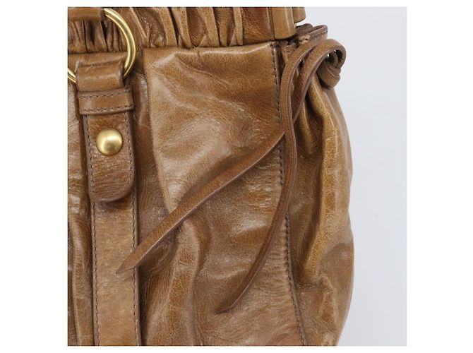 Miu Miu Handtasche Vitellolux Brown Gold Auth 206002V Braun Golden - Ansicht 10