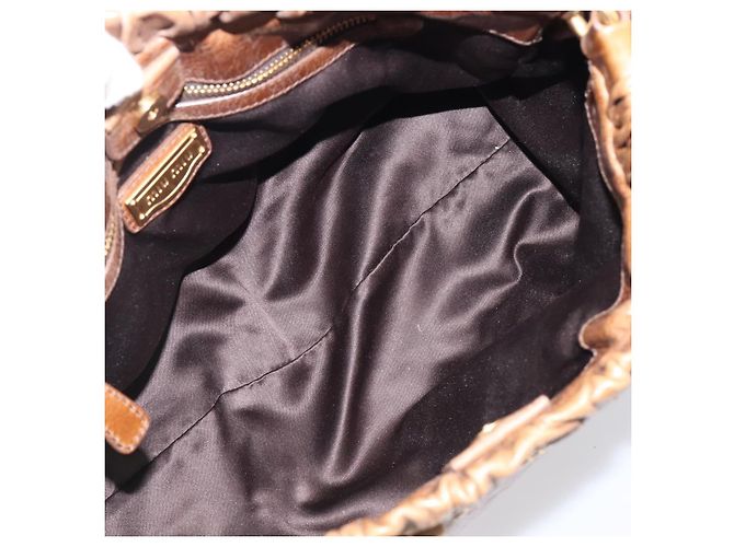 Miu Miu Handtasche Vitellolux Brown Gold Auth 206002V Braun Golden - Ansicht 11