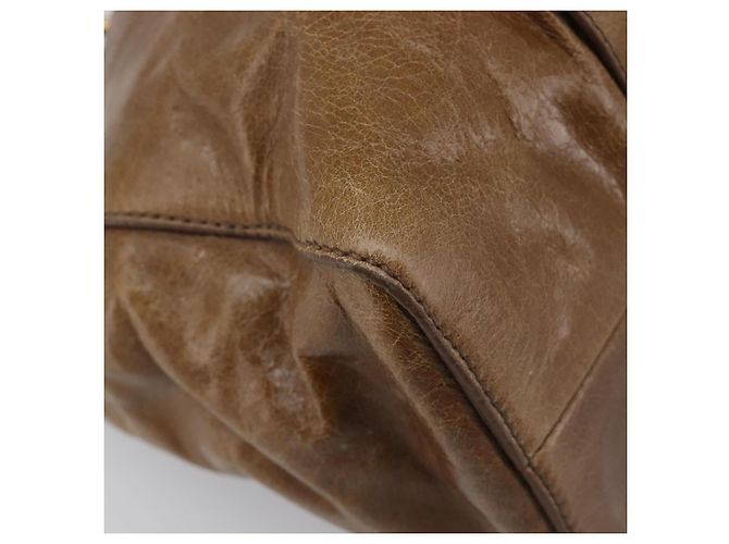 Miu Miu Handtasche Vitellolux Brown Gold Auth 206002V Braun Golden - Ansicht 14