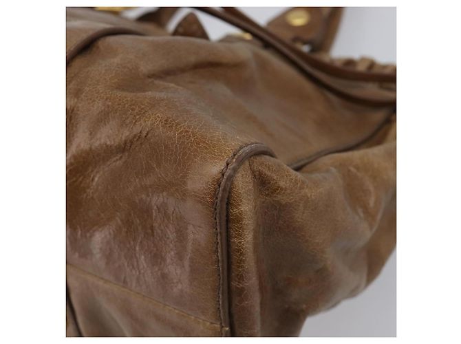 Miu Miu Handtasche Vitellolux Brown Gold Auth 206002V Braun Golden - Ansicht 15
