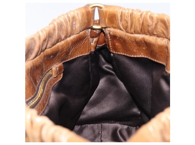 Miu Miu Handtasche Vitellolux Brown Gold Auth 206002V Braun Golden - Ansicht 20