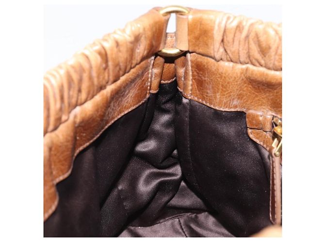 Miu Miu Handtasche Vitellolux Brown Gold Auth 206002V Braun Golden - Ansicht 21