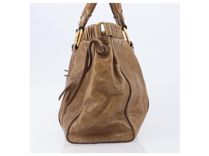 Miu Miu Handtasche Vitellolux Brown Gold Auth 206002V Braun Golden - Ansicht 4