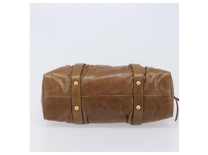 Miu Miu Handtasche Vitellolux Brown Gold Auth 206002V Braun Golden - Ansicht 5