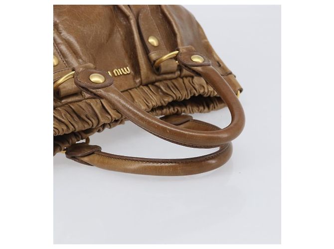 Miu Miu Handtasche Vitellolux Brown Gold Auth 206002V Braun Golden - Ansicht 7