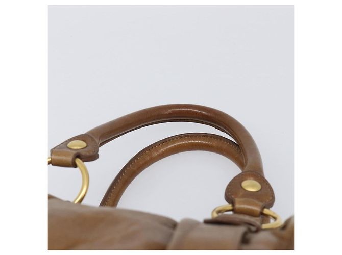 Miu Miu Handtasche Vitellolux Brown Gold Auth 206002V Braun Golden - Ansicht 8