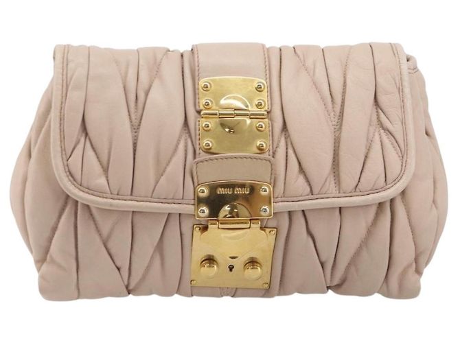 Borsa a tracolla Miu Miu Matelassé Pelle Rosa Oro Auth bs37375 D'oro - vista 13