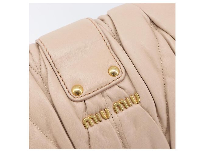 Borsa a tracolla Miu Miu Matelassé Pelle Rosa Oro Auth bs37375 D'oro - vista 17