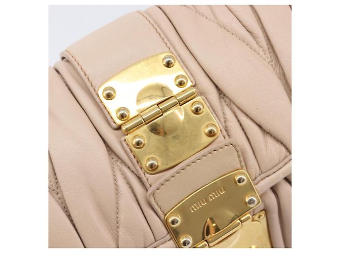Borsa a tracolla Miu Miu Matelassé Pelle Rosa Oro Auth bs37375 D'oro - vista 18