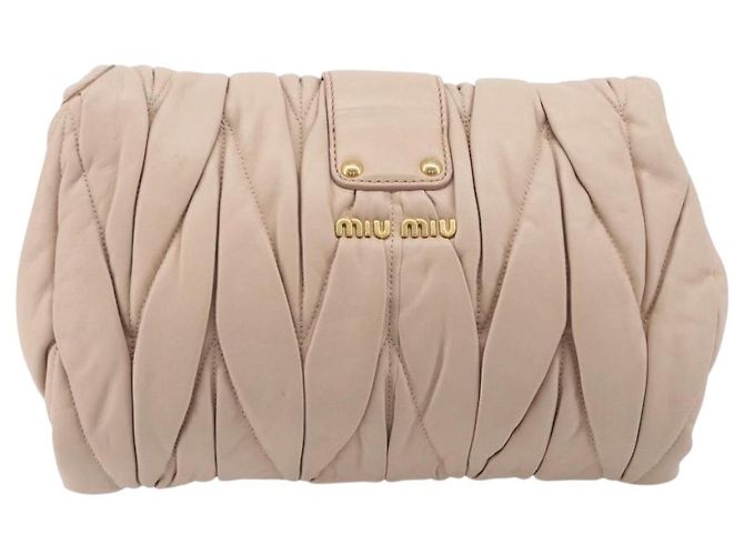 Borsa a tracolla Miu Miu Matelassé Pelle Rosa Oro Auth bs37375 D'oro - vista 2