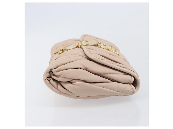 Borsa a tracolla Miu Miu Matelassé Pelle Rosa Oro Auth bs37375 D'oro - vista 3