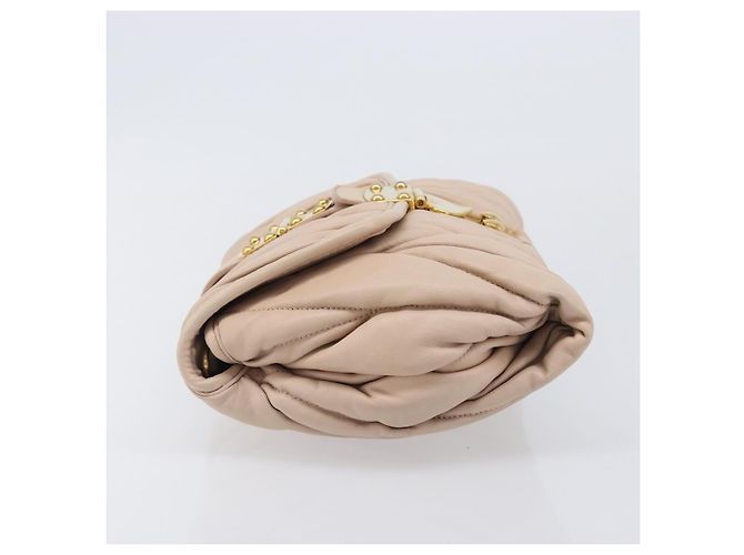 Borsa a tracolla Miu Miu Matelassé Pelle Rosa Oro Auth bs37375 D'oro - vista 4