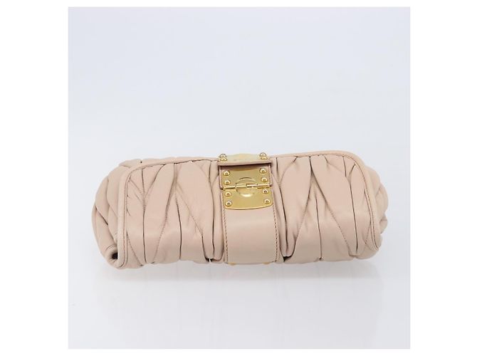 Borsa a tracolla Miu Miu Matelassé Pelle Rosa Oro Auth bs37375 D'oro - vista 5