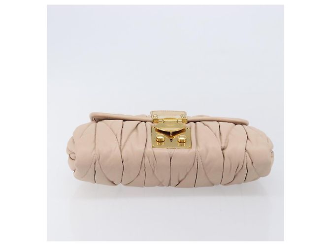 Borsa a tracolla Miu Miu Matelassé Pelle Rosa Oro Auth bs37375 D'oro - vista 6