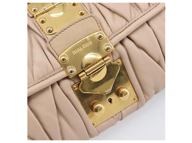 Borsa a tracolla Miu Miu Matelassé Pelle Rosa Oro Auth bs37375 D'oro - vista 8