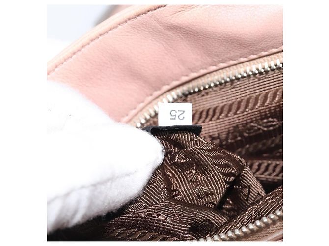 Bolso de hombro PRADA de piel beige plata Auth ep16017 - vista 11