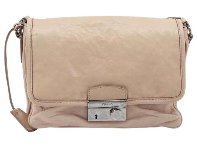 Bolso de hombro PRADA de piel beige plata Auth ep16017 - vista 13