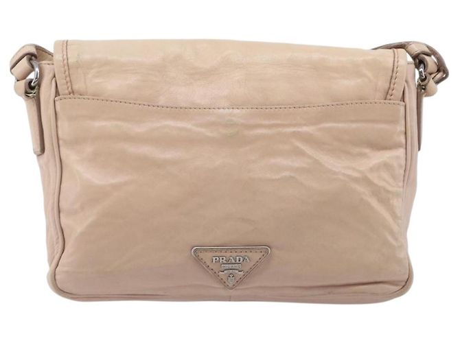 Bolso de hombro PRADA de piel beige plata Auth ep16017 - vista 2