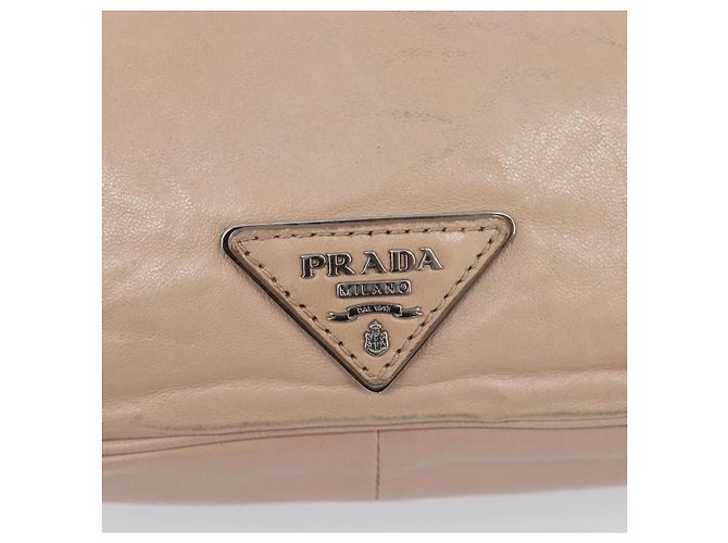 Bolso de hombro PRADA de piel beige plata Auth ep16017 - vista 22