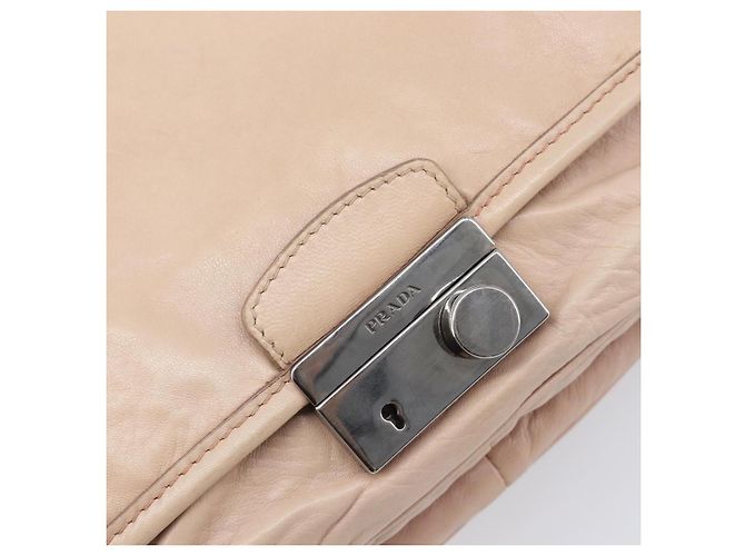 Bolso de hombro PRADA de piel beige plata Auth ep16017 - vista 25