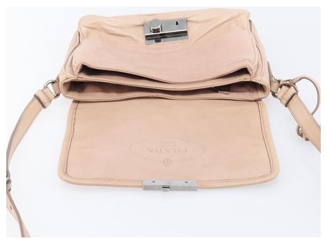 Bolso de hombro PRADA de piel beige plata Auth ep16017 - vista 26