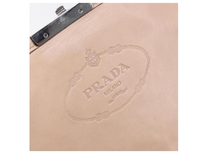 Bolso de hombro PRADA de piel beige plata Auth ep16017 - vista 27