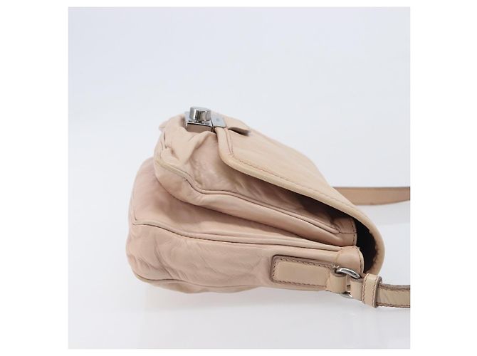 Bolso de hombro PRADA de piel beige plata Auth ep16017 - vista 3