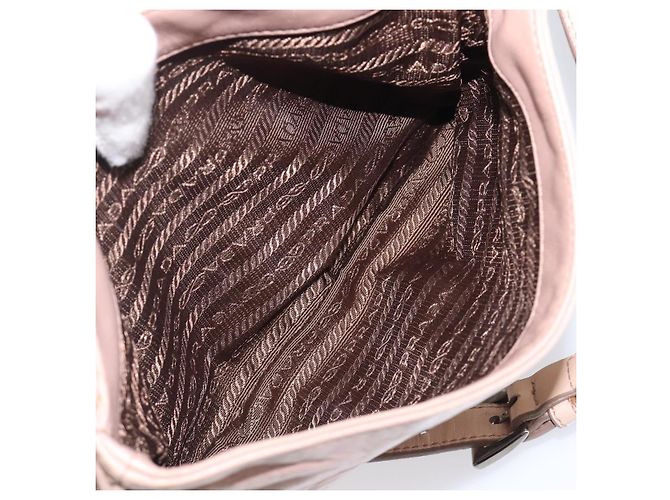 Bolso de hombro PRADA de piel beige plata Auth ep16017 - vista 34
