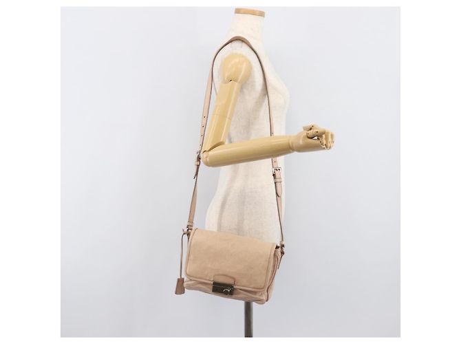 Bolso de hombro PRADA de piel beige plata Auth ep16017 - vista 36