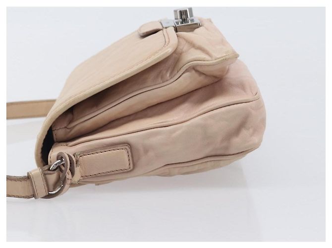 Bolso de hombro PRADA de piel beige plata Auth ep16017 - vista 4