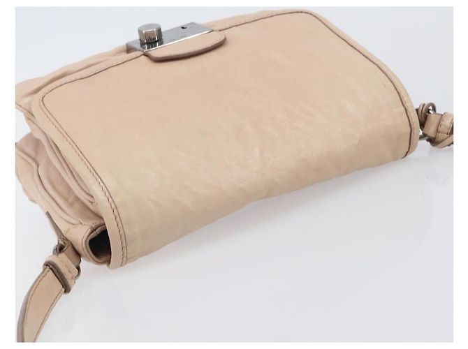Bolso de hombro PRADA de piel beige plata Auth ep16017 - vista 6