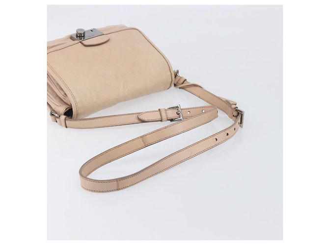 Bolso de hombro PRADA de piel beige plata Auth ep16017 - vista 7