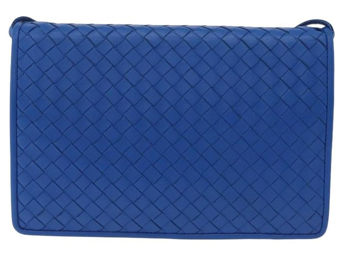 Borsa a tracolla BOTTEGA VENETA INTRECCIATO in pelle blu Auth mr2978 - vista 3