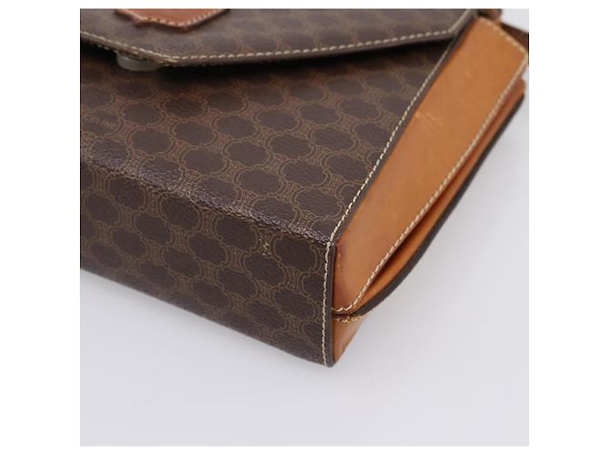 Céline Bolsa de Ombro CELINE Macadam Canvas PVC Leather Brown Gold Auth ep16182 Marrom Dourado - vista 10