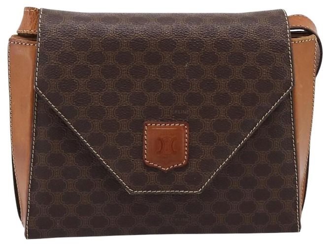 Céline Bolsa de Ombro CELINE Macadam Canvas PVC Leather Brown Gold Auth ep16182 Marrom Dourado - vista 13