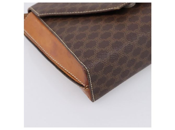 Céline Bolsa de Ombro CELINE Macadam Canvas PVC Leather Brown Gold Auth ep16182 Marrom Dourado - vista 14