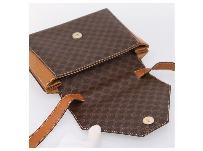 Céline Bolsa de Ombro CELINE Macadam Canvas PVC Leather Brown Gold Auth ep16182 Marrom Dourado - vista 18