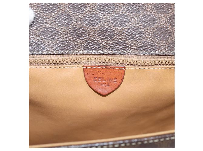 Céline Bolsa de Ombro CELINE Macadam Canvas PVC Leather Brown Gold Auth ep16182 Marrom Dourado - vista 19