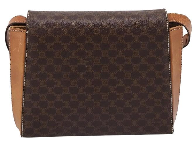 Céline Bolsa de Ombro CELINE Macadam Canvas PVC Leather Brown Gold Auth ep16182 Marrom Dourado - vista 2