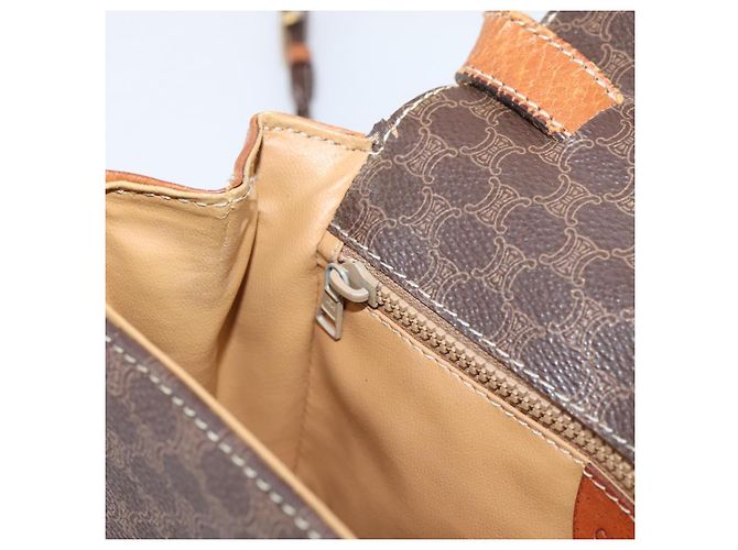 Céline Bolsa de Ombro CELINE Macadam Canvas PVC Leather Brown Gold Auth ep16182 Marrom Dourado - vista 22