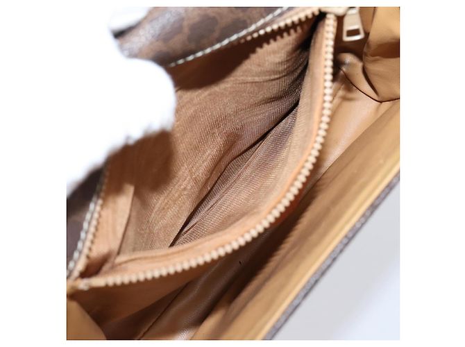 Céline Bolsa de Ombro CELINE Macadam Canvas PVC Leather Brown Gold Auth ep16182 Marrom Dourado - vista 23