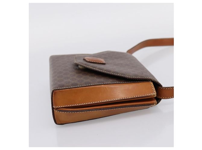 Céline Bolsa de Ombro CELINE Macadam Canvas PVC Leather Brown Gold Auth ep16182 Marrom Dourado - vista 4